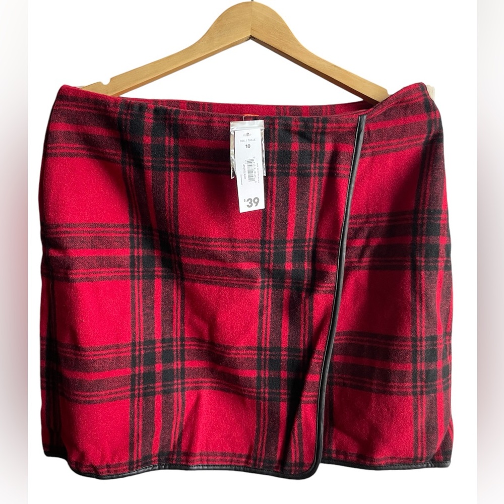 Joe Fresh Faux Leather Plaid Skirt